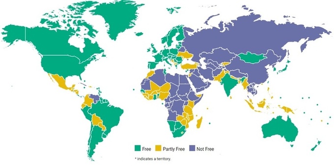 У Рейтингу свободи Україна посіла досить високе місце, обігнавши багато пострадянських країн У Рейтингу свободи Україна посіла досить високе місце, обігнавши багато пострадянських країн