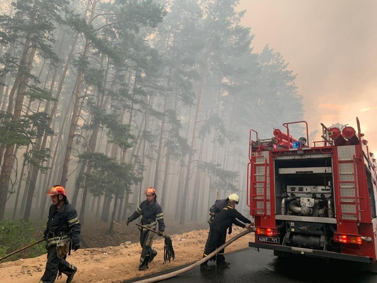 Поблизу лінії фронту вирує лісова пожежа Поблизу лінії фронту вирує лісова пожежа
