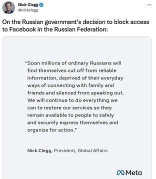 «Розкомнадзор» заблокував у росії Facebook «Розкомнадзор» заблокував у росії Facebook