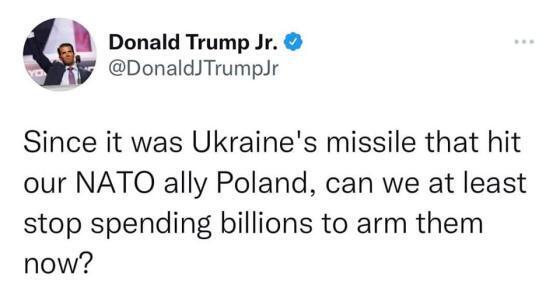 Син Трампа закликав припинити надавати Україні зброю Син Трампа закликав припинити надавати Україні зброю