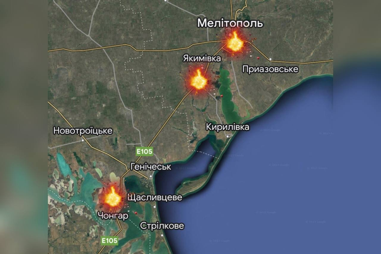 У Мелітополі зранку пролунали одразу 8 вибухів У Мелітополі зранку пролунали одразу 8 вибухів