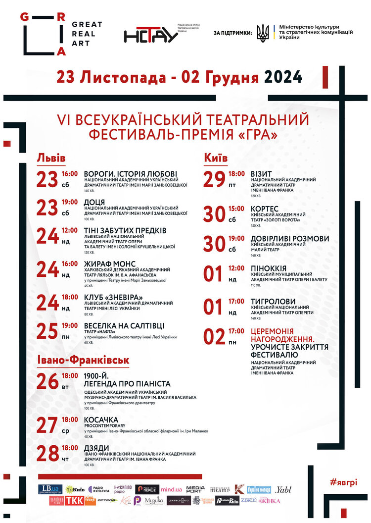 Кульмінація театрального року: Фестиваль-Премія «GRA» назве найкращих Кульмінація театрального року: Фестиваль-Премія «GRA» назве найкращих