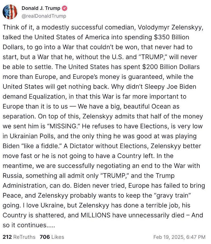 Трамп заявив, що Зеленський – це «диктатор без виборів» Трамп заявив, що Зеленський – це «диктатор без виборів»