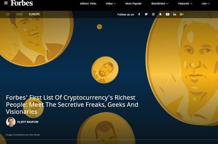 скрін forbes.com Forbes склав рейтинг мільярдерів, які збагатилися на криптовалюті