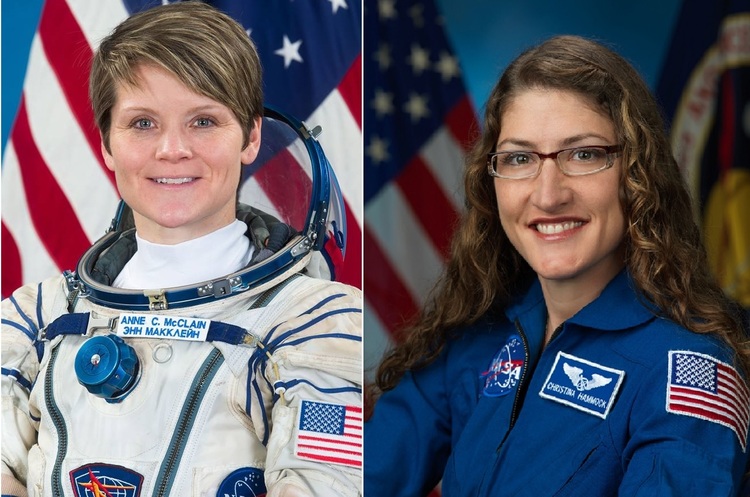 Енн Макклейн (ліворуч) і Крістіна Кох (праворуч) NASA проведе перший в історії вихід жінок у відкритий космос