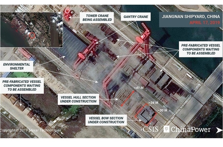 Фото CSIS/HANDOUT/Reuters Американці з супутника виявили, що Китай будує свій третій авіаносець