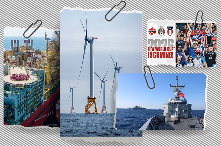 Фото: Turkish Naval Forces / Harris County Houston Sports Authority / Deepwater Wind / Shell / колаж Mind 7 днів нафти і газу: пізнє запалювання GE, пристрасті біля берегів Кіпру, податкова колізія Shell і шпаргалка для «Нафтогазу»