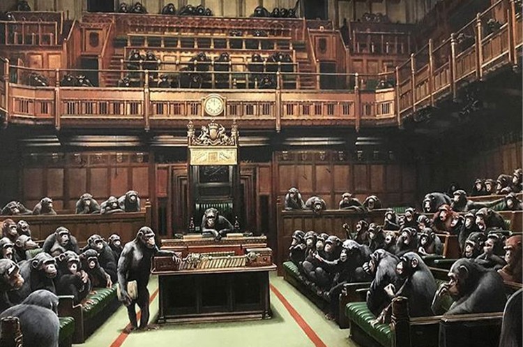 @BANKSY Полотно Бенсі з карикатурою на британський парламент продано з молотка за $12 млн