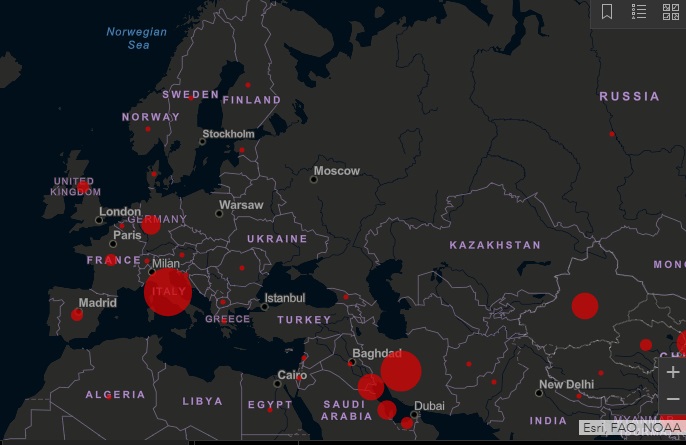 https://gisanddata.maps.arcgis.com В Італії від коронавірусу померли вже 17 людей