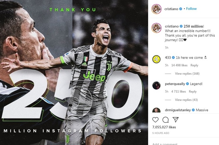 instagram.com Король Instagram: Кріштіану Роналду став першою людиною з 250 млн підписників