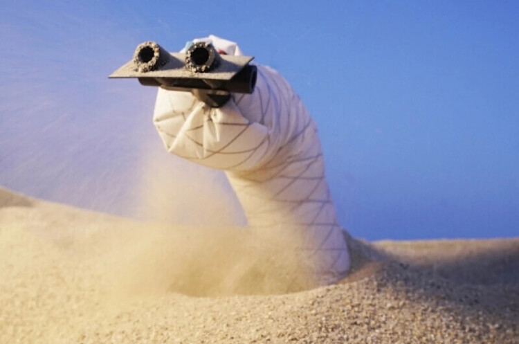 Майже «Дюна»: в США створили підземного робота-черв'яка, який може повзати у м'якому грунті