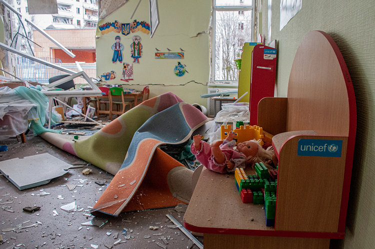 A kindergarten in Kharkiv after shelling Occupiers destroyed more than 770 civil houses in Kharkiv