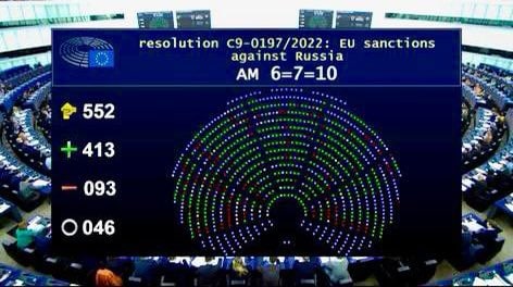 Європарламент схвалив резолюцію про заклик до повного ембарго на російські енергоносії Європарламент схвалив резолюцію про заклик до повного ембарго на російські енергоносії