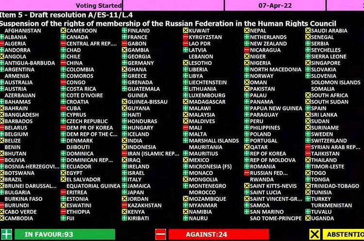 Фото: UN General Assembly Генасамблея ООН виключила росію з Ради з прав людини
