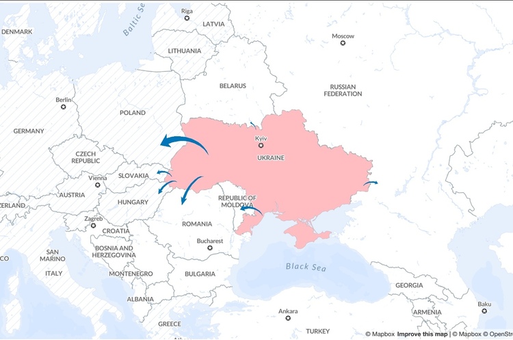 Кількість біженців, які виїхали з України, перевищила 6 мільйонів людей
