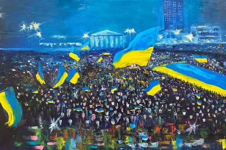 За мотивами світлини Антона Скиби з проукраїнського мітингу в Донецьку Тільки повернення Донецька до України принесе туди мирне життя та великий футбол – Зеленський
