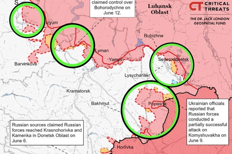 Фото: ISW Російські війська досягли певного успіху у просуванні до Слов'янська