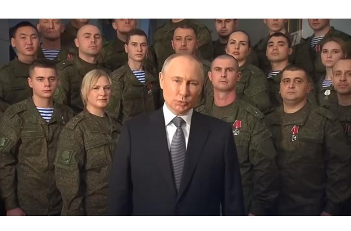 скріншот путін записав новорічне звернення у військовій частині і звинуватив Захід в агресії