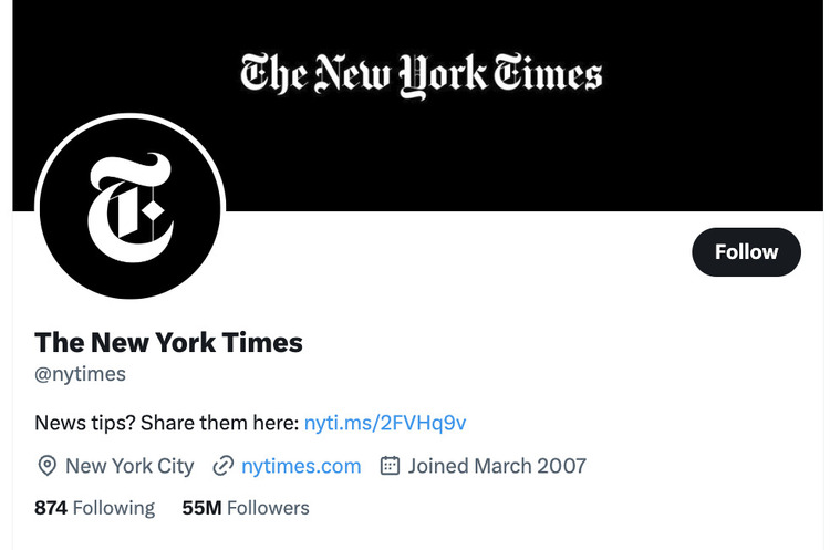 скріншот Маск позбавив NYT синьої галочки верифікації в Twitter
