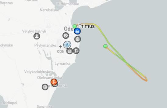 Marinetraffic.com Друге судно залишило Одесу по “тимчасовому” коридору, але розвернулося у бік берега