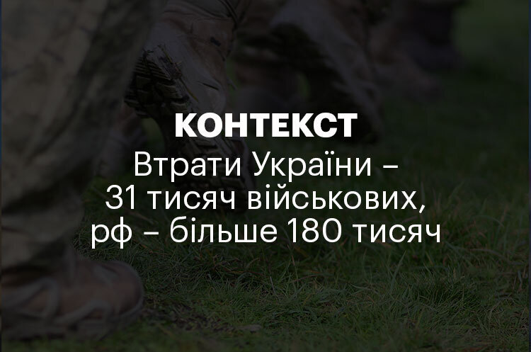 КОНТЕКСТ | Втрати України – 31 тисяч військових, рф – більше 180 тисяч КОНТЕКСТ | Втрати України – 31 тисяч військових, рф – більше 180 тисяч