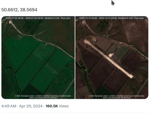скріншот У Бєлгородській області, за 75 км від українського кордону, будується новий військовий аеродром