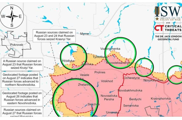 understandingwar.org ISW: російські війська досягли тактичних успіхів у напрямку Покровська і просунулися на 2 км