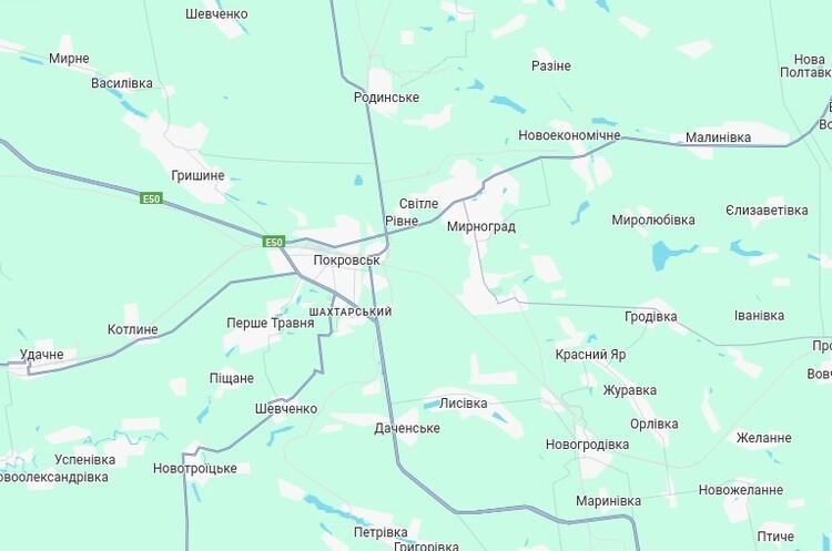 Google Maps Британська розвідка: російські війська – за 8 км від Покровська, проте їхній наступ сповільнився