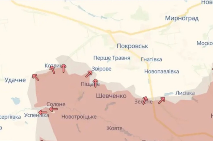 DeepState/OpenStreetMaps DeepState: російські війська перерізали дорогу на Покровськ і намагаються взяти місто в кліщі