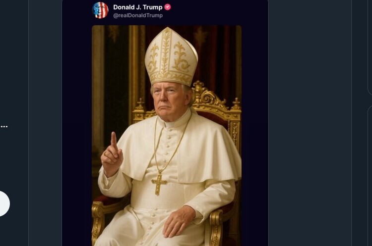 скріншот Католицька спільнота обурилася через публікацію Трампом себе в образі папи Римського
